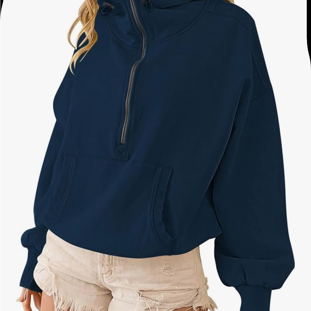 Women's Navy Half-Zip Hoodie